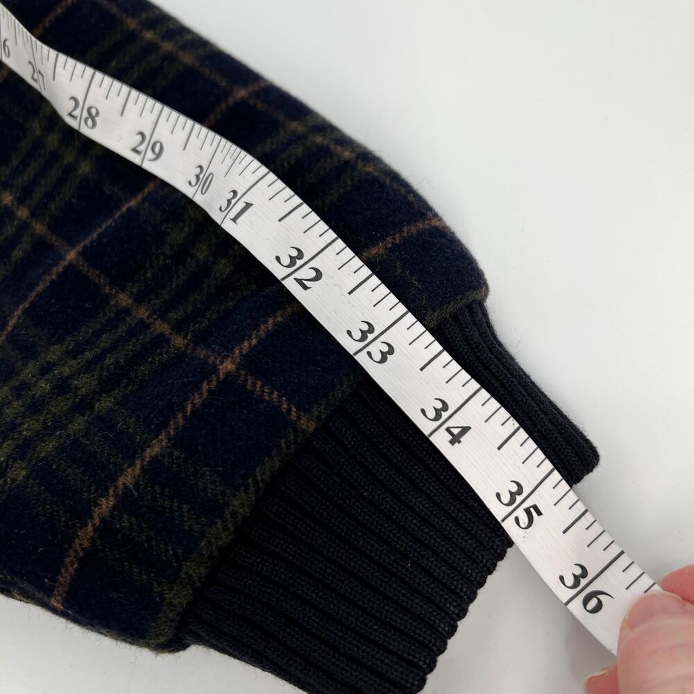 Vintage Collie Italian Lambs Wool Varsity Bomber Jacket Mens XL Navy Blue Plaid - Picture 11 of 11